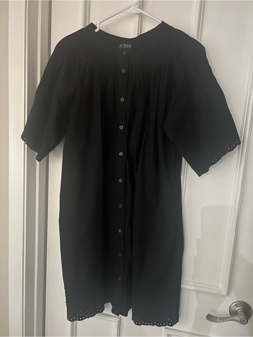 J. Crew Black Pintuck Front Button Dress